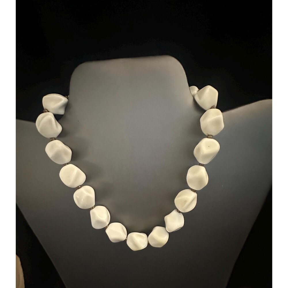 Crown Trifari Lucite Chunky Beaded Necklace Signed